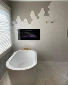 Intricate commercial tile installation in Indianapolis by Insta Pro Construction, showcasing expert craftsmanship and custom wall tile detailing.