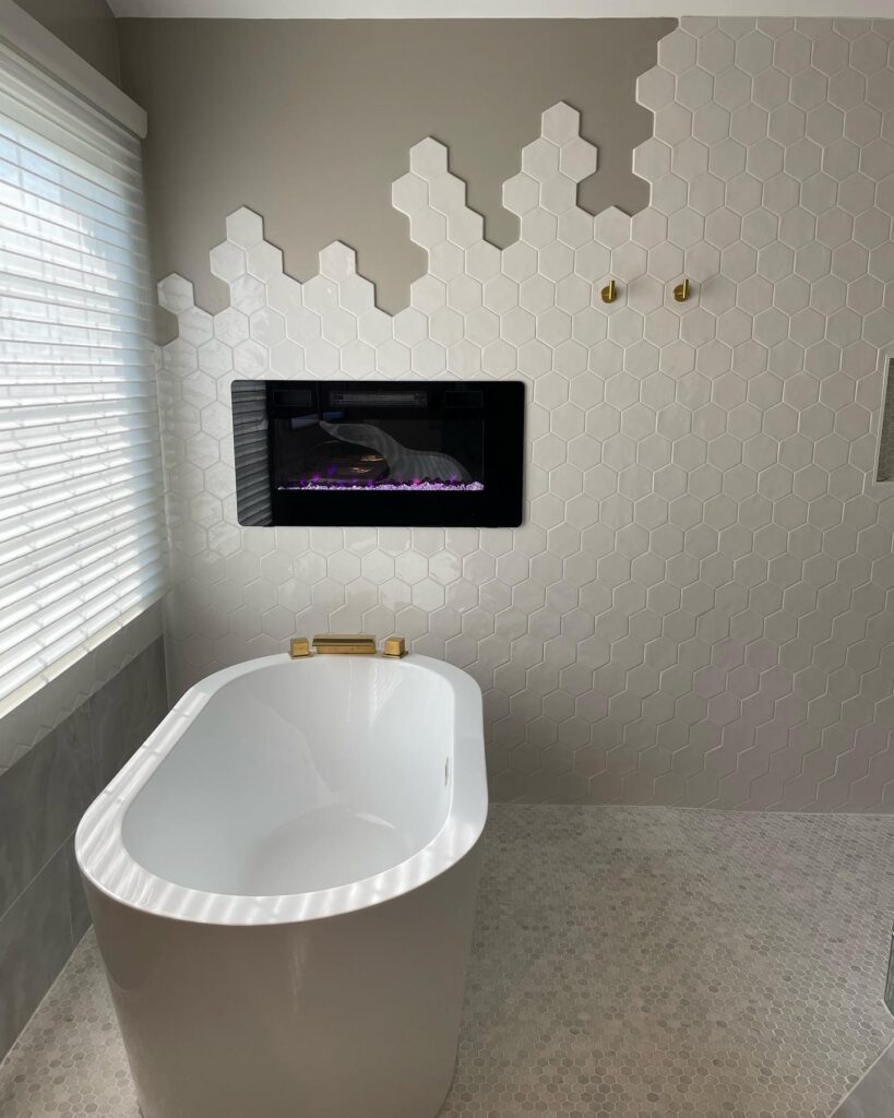 Intricate commercial tile installation in Indianapolis by Insta Pro Construction, showcasing expert craftsmanship and custom wall tile detailing.